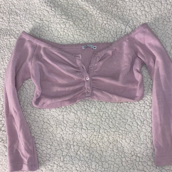 Zara off the shoulder cropped knit sweater - Picture 5 of 5